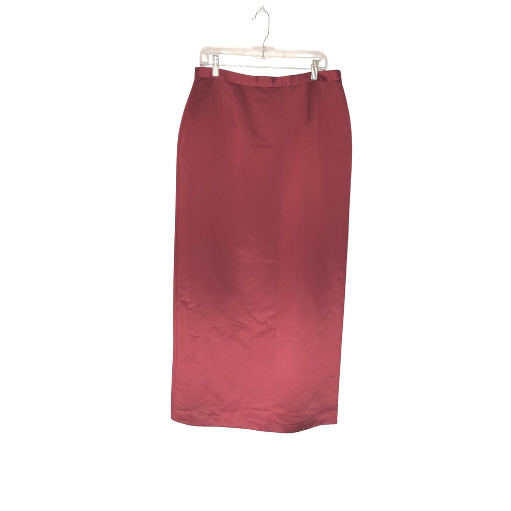 Women's Red Satin Maxi Skirt Regency Modest Glam Vamp Whimsigoth‎ Size 16